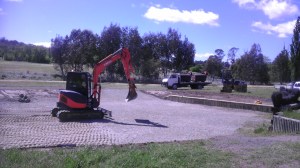 Work is continuing on the water jump